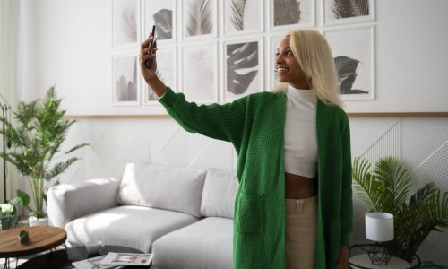 front-view-young-woman-spending-time-home