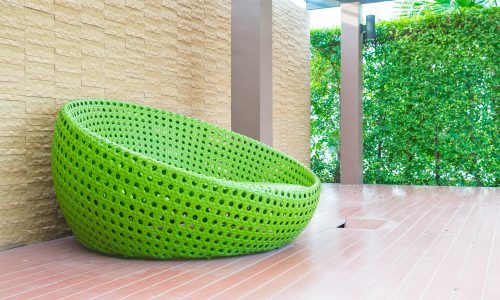 Outdoor with empty circle chair